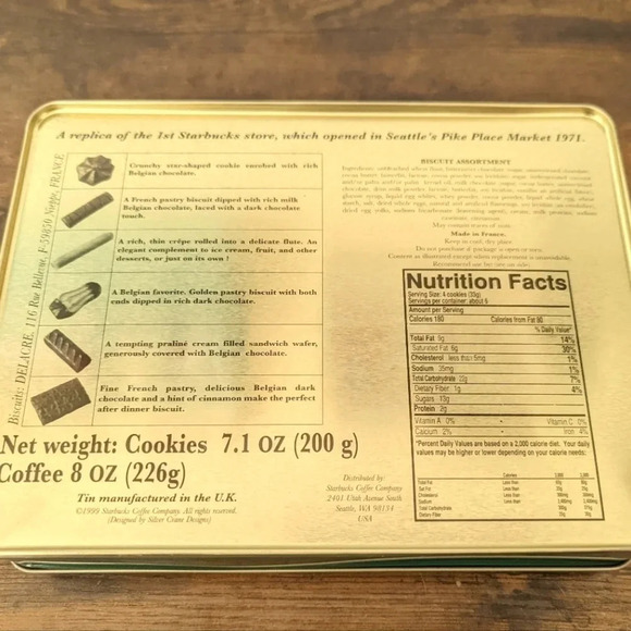 Starbucks Cookie Tin-vintage 1999 3D Replica of 1st Store - Pike Place-Metal Box - Picture 2 of 10